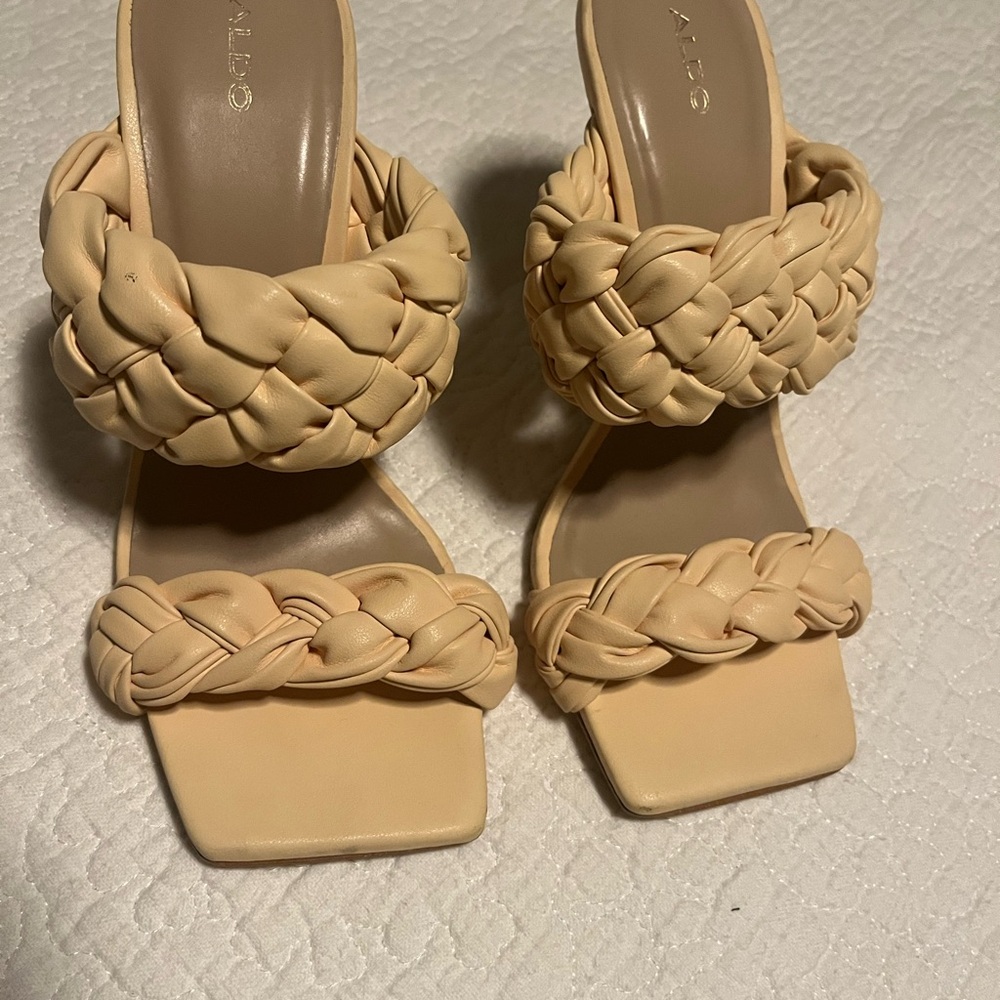 Aldo Cream Heels with Trendy Square Toe